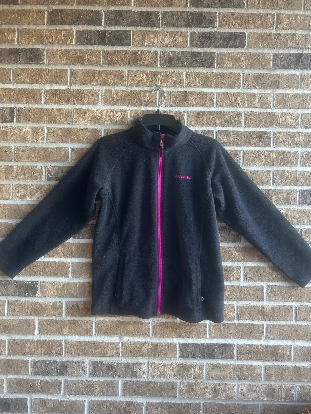 Columbia Black Fleece Jacket with Pink Zipper